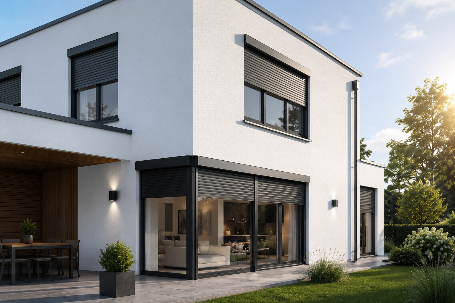 Modernes Einfamilienhaus mit Rollläden
