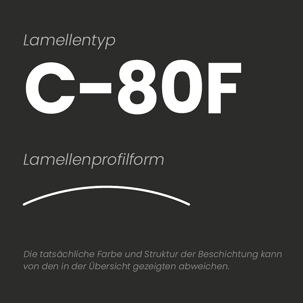 Profilform der C80F Raffstore-Lamelle