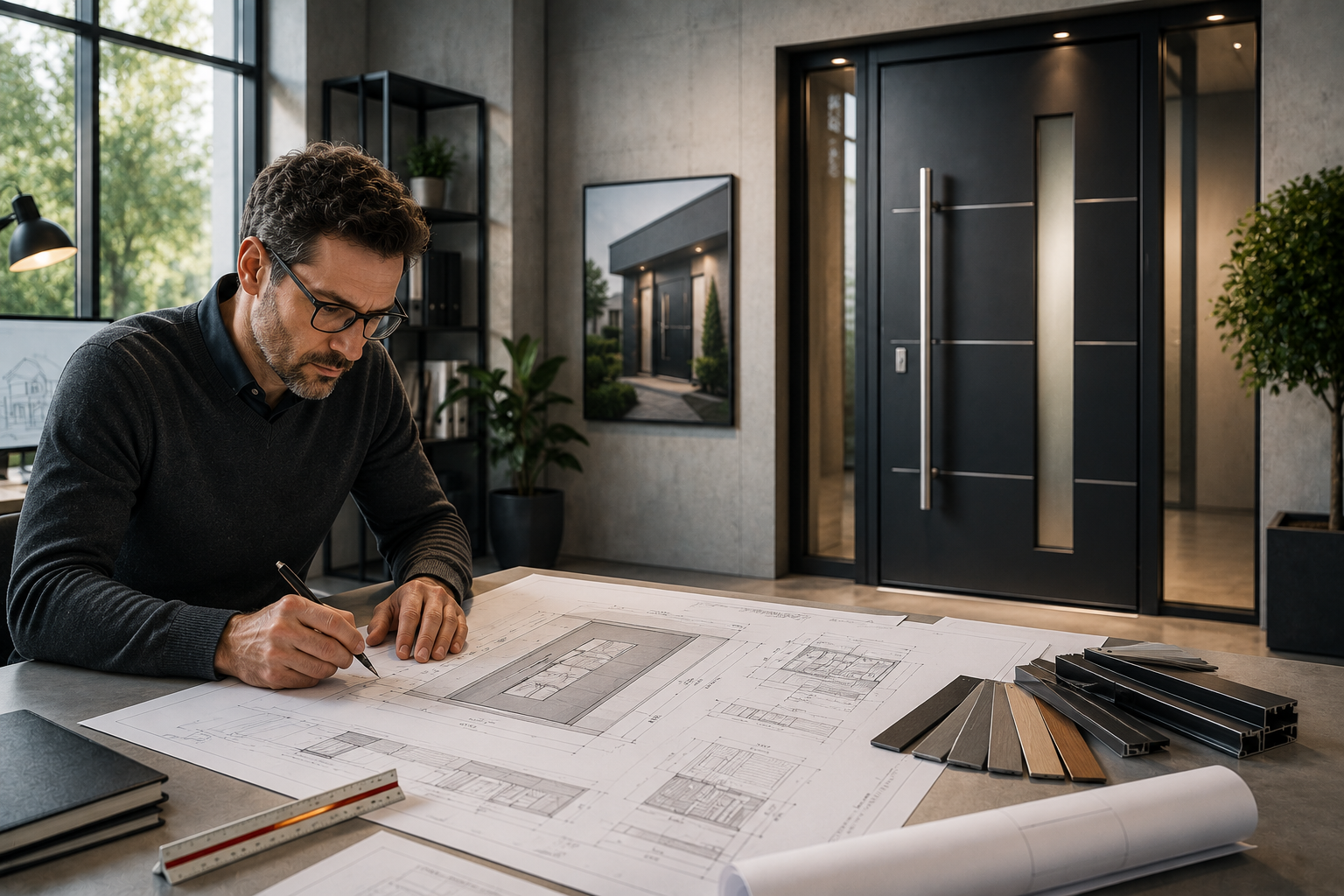 Individuell geplante moderne Haustür