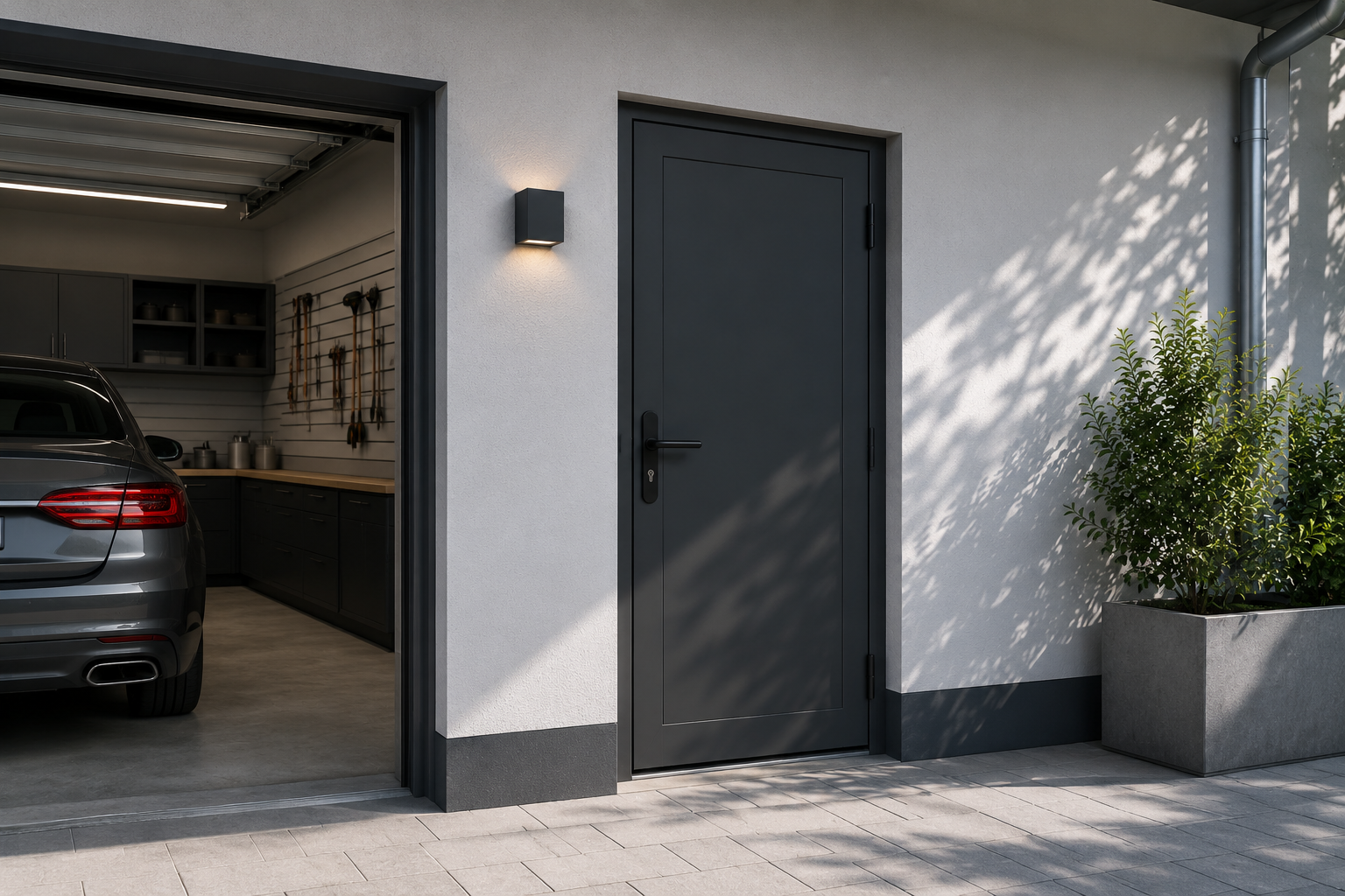 Nebeneingangstür für Garage und Nebenbereich