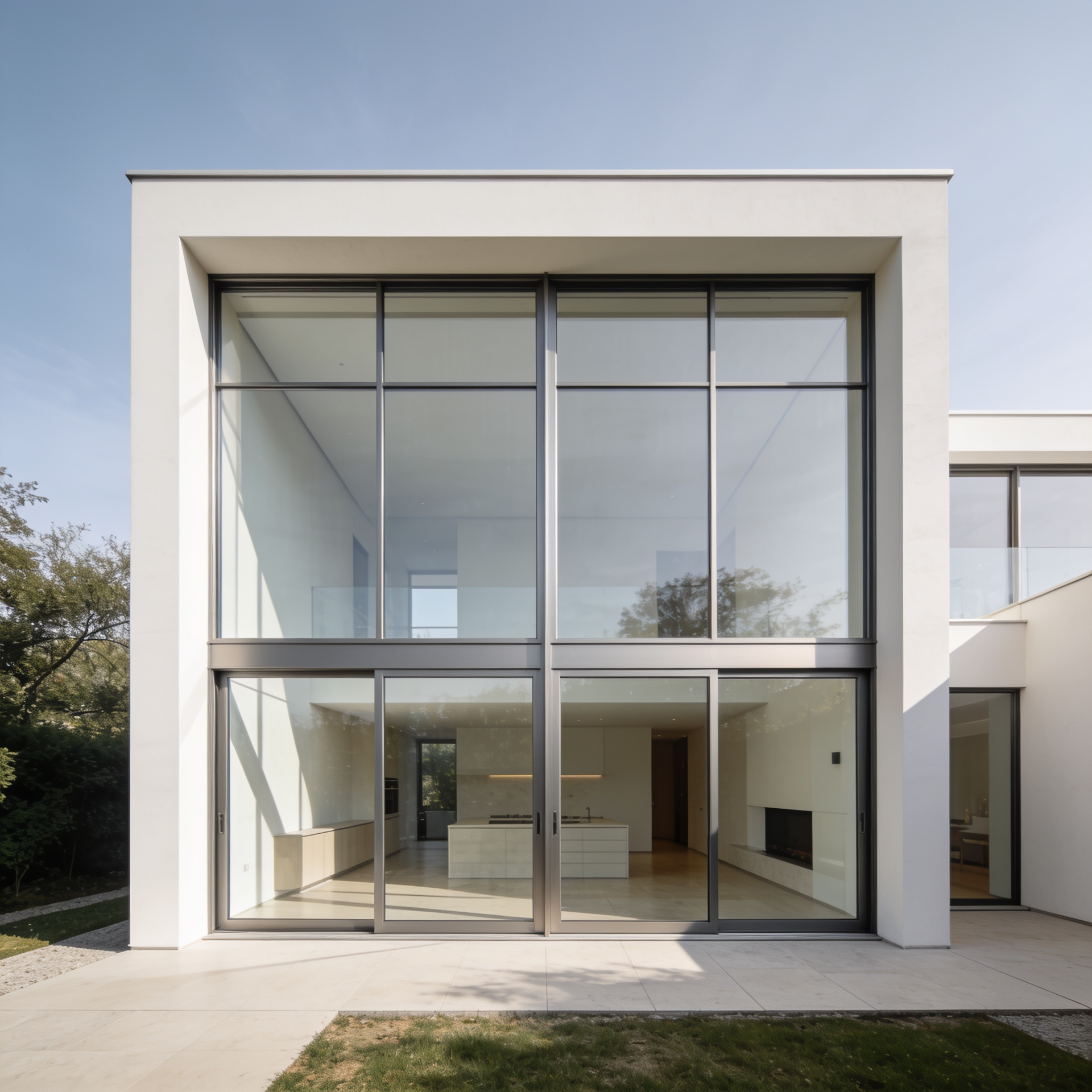 Aluminiumfenster an einem modernen Bürogebäude als beispielhafte Visualisierung