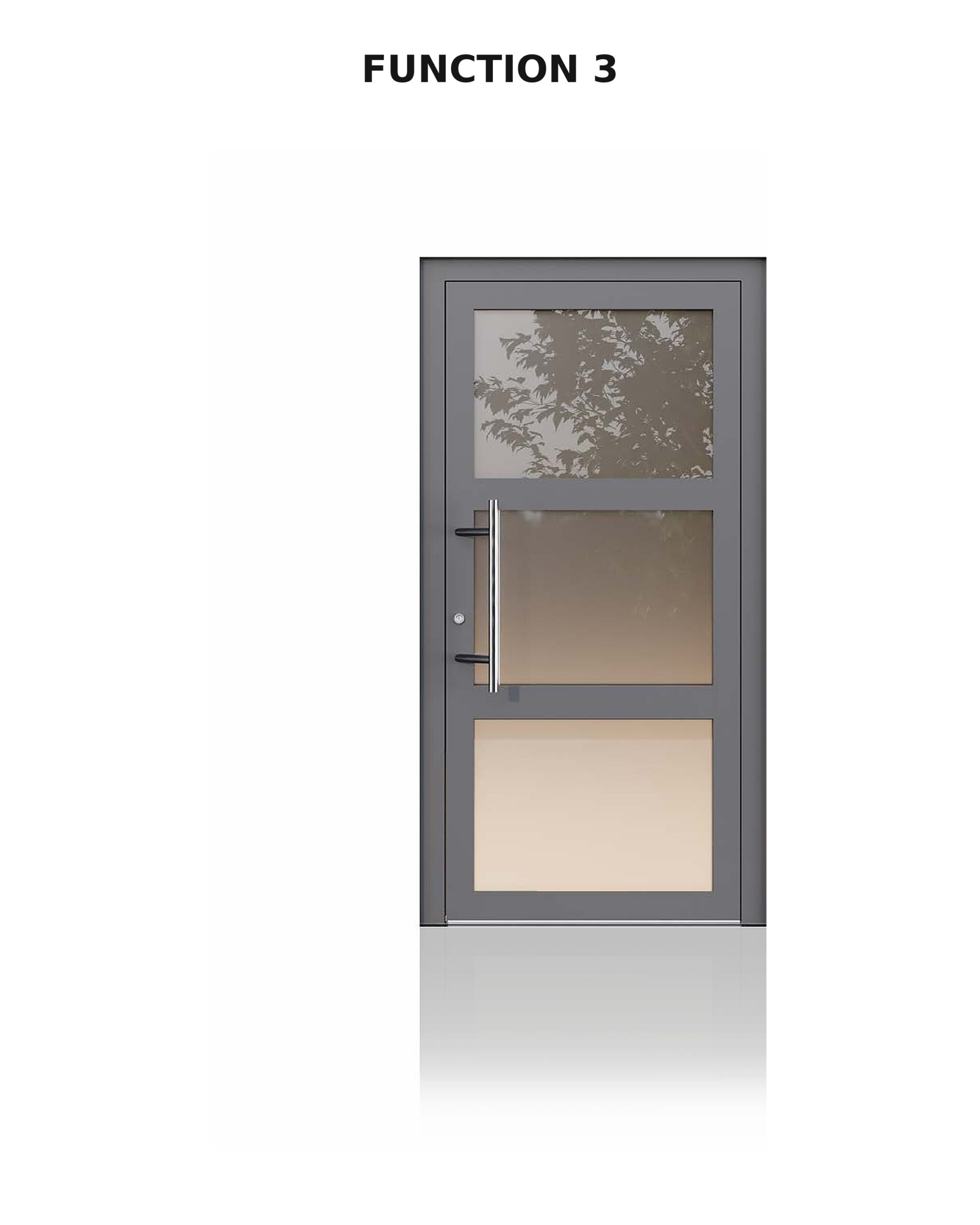 Türmodell Function 3 in RAL 9007 mit waagerechten Glasausschnitten