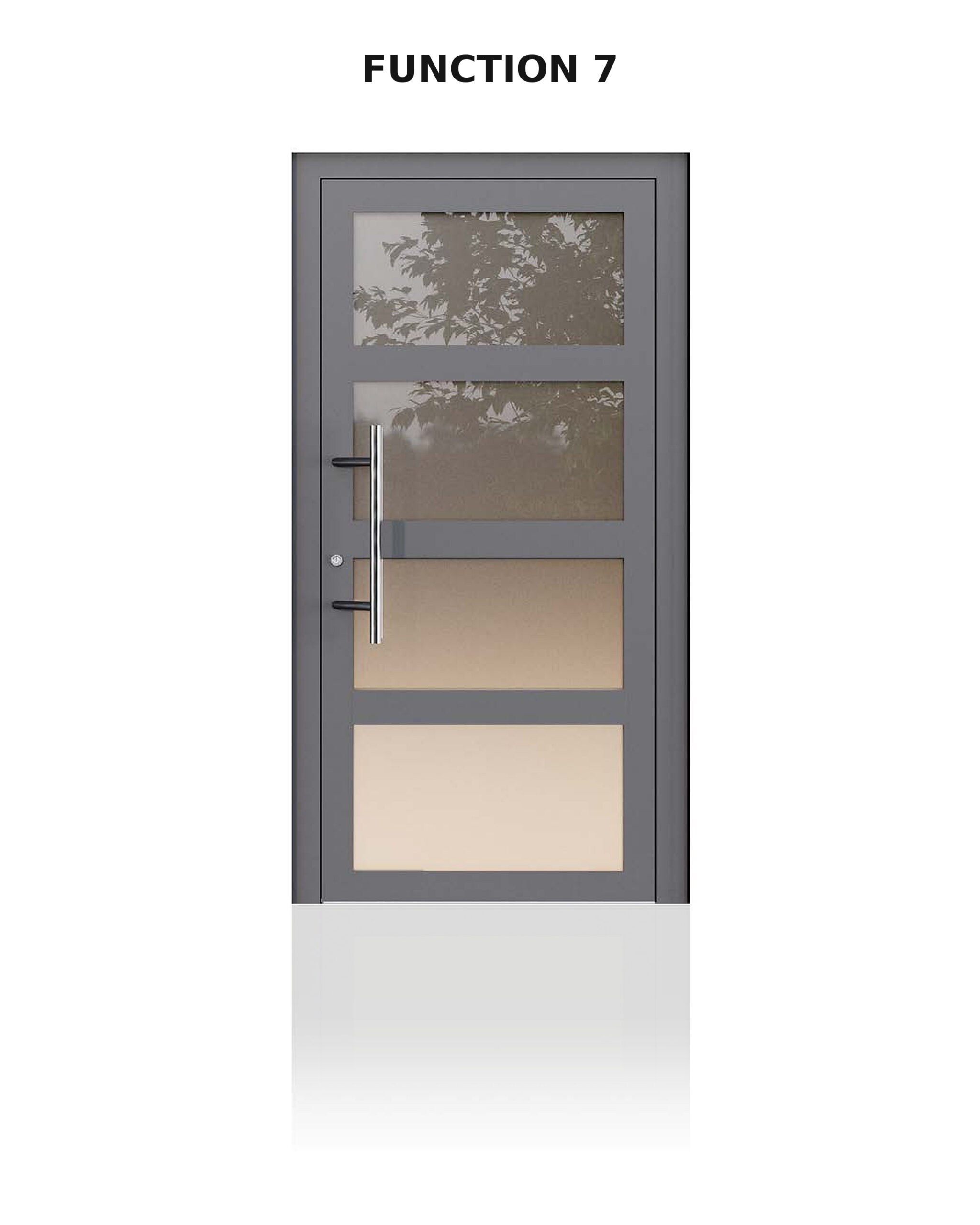Türmodell Function 7 in RAL 9007 mit drei Glasausschnitten