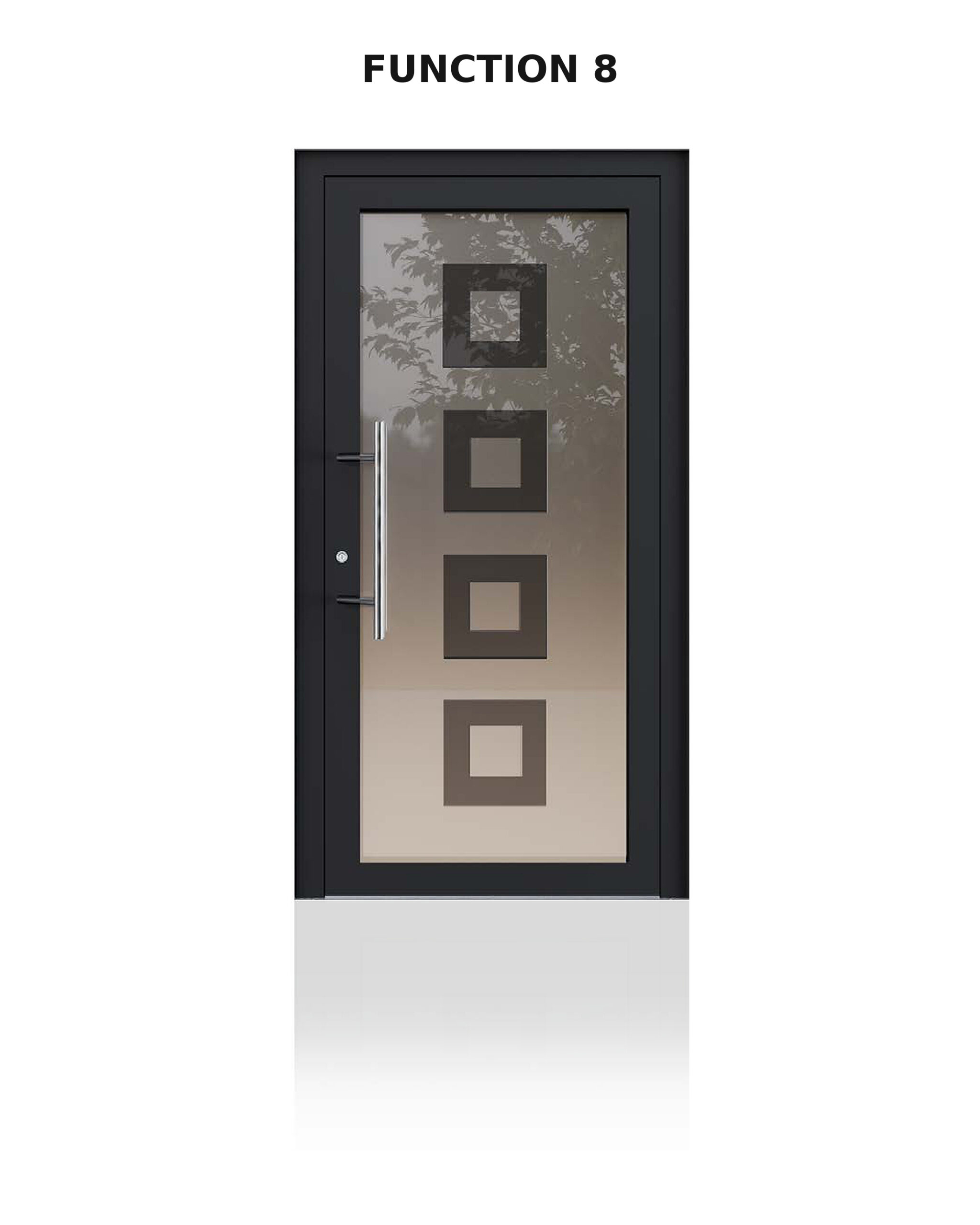 Türmodell Function 8 in RAL 7021 mit quadratischen Glasmotiven