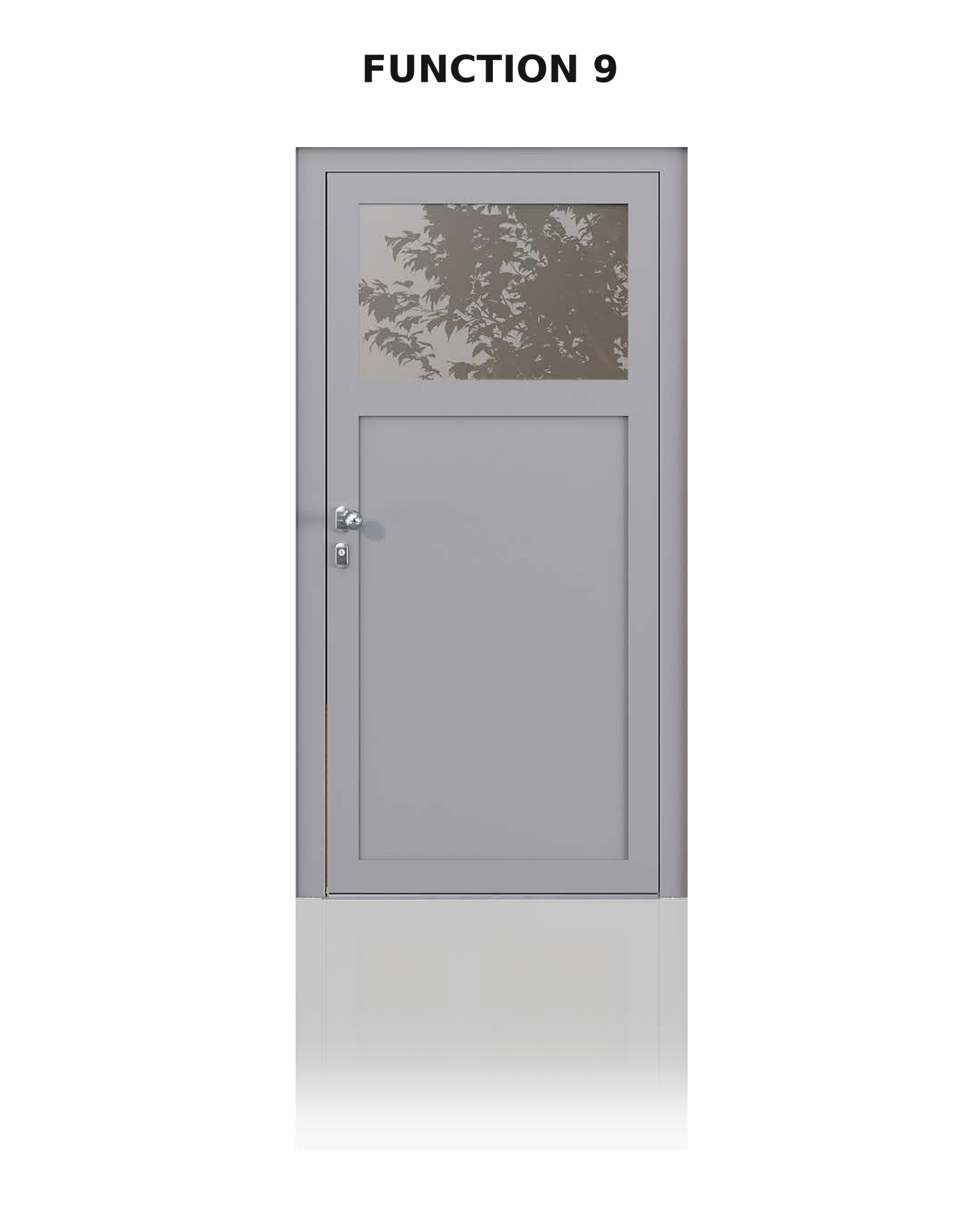 Türmodell Function 9 in RAL 9006 mit oberem Glasausschnitt