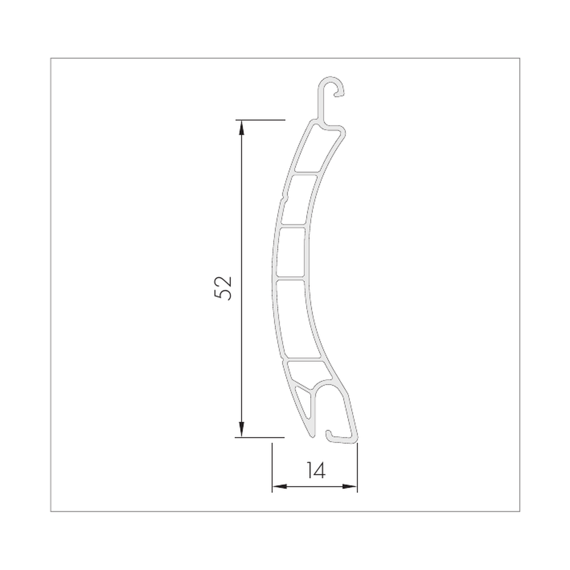 PVC 52 Rollladenprofil Querschnitt